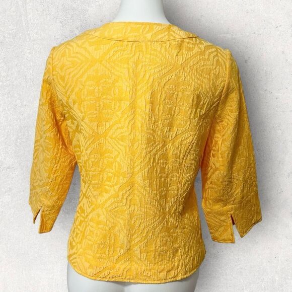 Coldwater Creek Jacquard Jacket Button Front Melon Orange-Yellow Size 8P - Picture 6 of 10